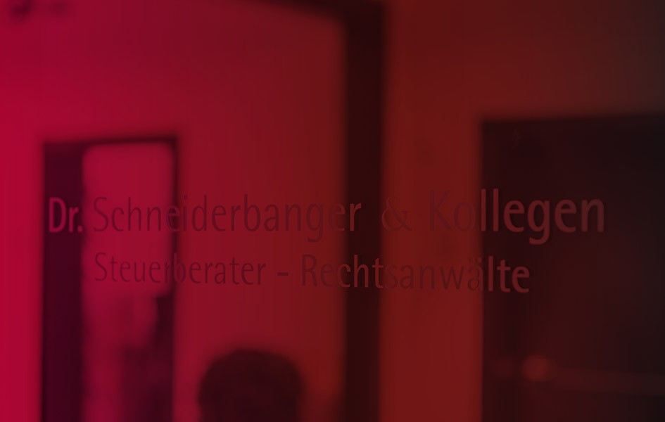 Dr. Schneiderbanger Rechtsanwalt Steuerberater Glastür